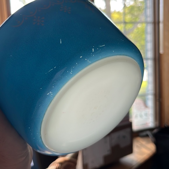 Vintage Pyrex Blue Snowflake Garland 473 1 quart Small Casserole Dish No Lid - Picture 9 of 12